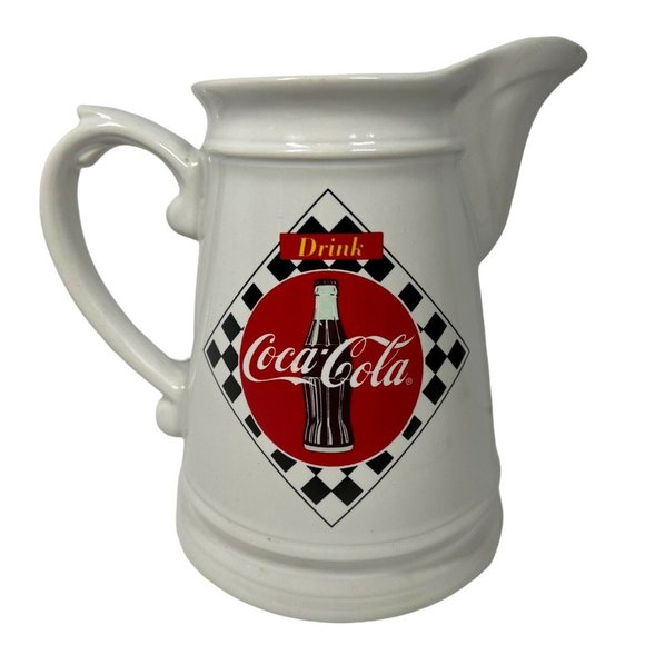 Vintage 1995 Coca Cola Ceramic Pitcher Height 6.5 inch Distributed by Enesco - Picture 2 of 7